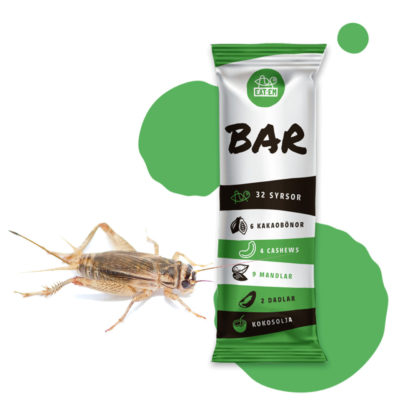 Eat:ems syrsbar innehåller hussyrsor från Global bugs. Om ansökan går igenom blir produkten tillåten i Sverige.