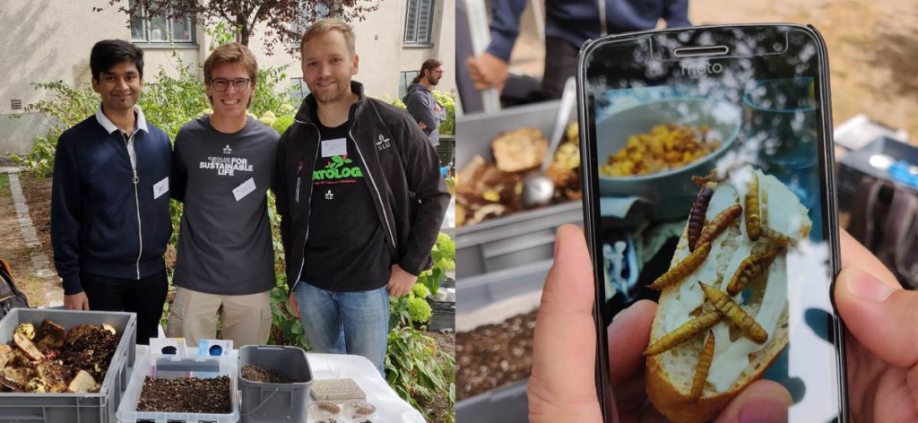 På bilden: Panav Gupta, Giulio Zorzetto och Evgheni Ermolaev (samt några soldatflugelarver).